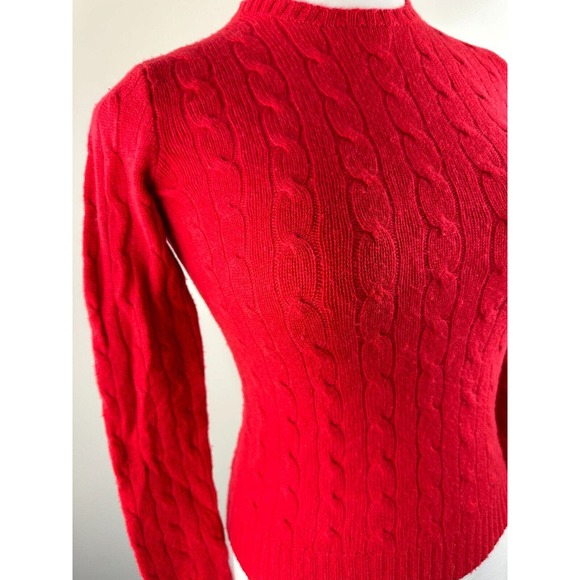 Ralph Lauren 100% Cashmere Slim Fit Cable Knit Crew Neck Sweater Red Size Small - Picture 12 of 15